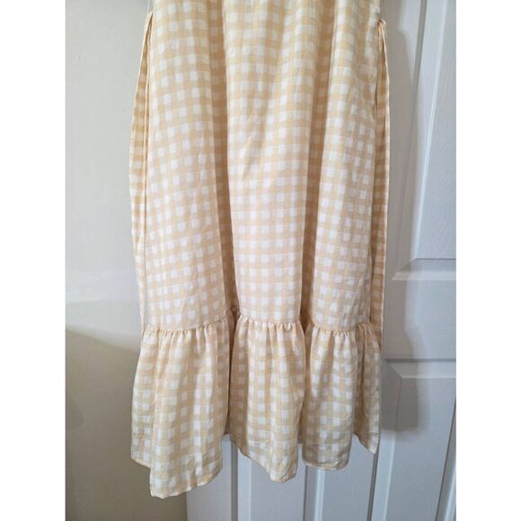 Lulus Love Me Sweeter Peach Gingham Puff Sleeve Midi Dress M NWOT - Picture 6 of 10